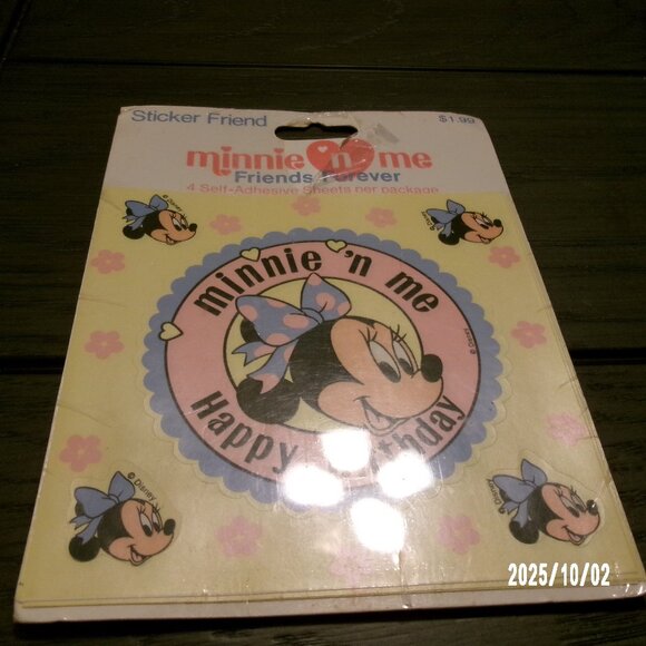 NEW IN PACKAGE Vintage Gibson Disney Minnie Mouse Happy Birthday Stickers (4) - Picture 1 of 3